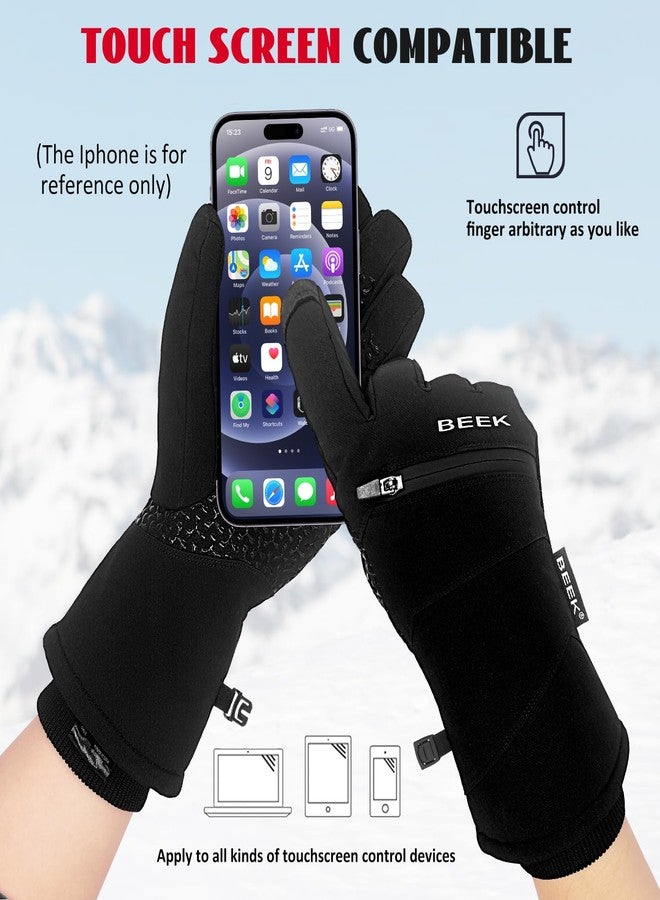 BEEK Waterproof Winter Gloves, Touchscreen Warm Gloves, Anti-Slip Cold Weather Gloves for Men and Women, Windproof Insulated Gloves for Cycling, Skiing, Running, Hiking, Driving and Motorcycle - Image 4